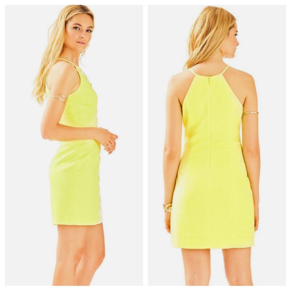 Lilly Pulitzer Pearl Sweet Tarty Yellow White Lace Shift Dress